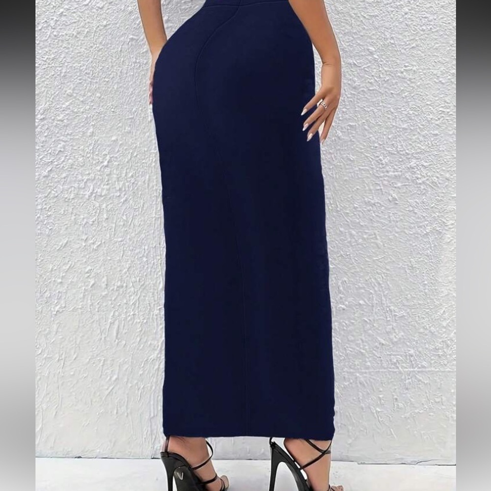 Elegant Navy Blue bodyconWomen's maxi Skirt